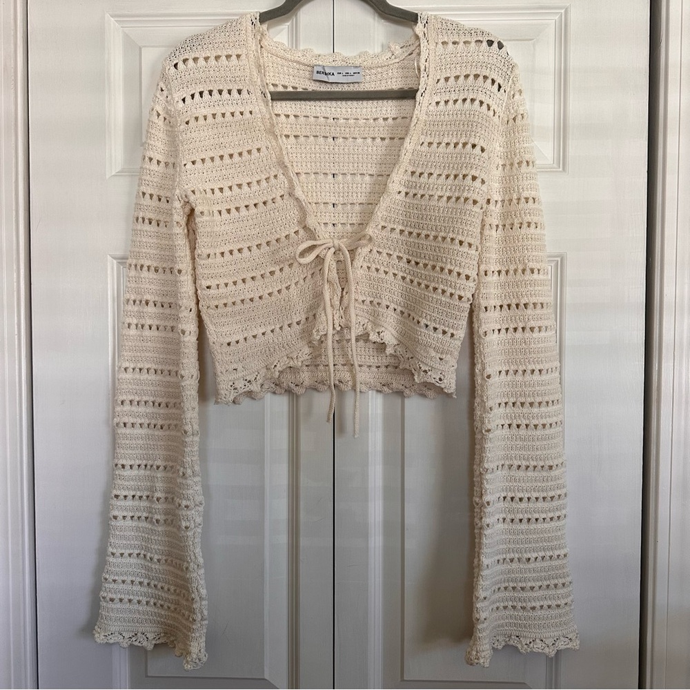 Bershka Crochet Toe Front Cardigan Sweater